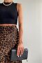 Women's Brown Leopard Midi Satin Skirt - 5