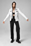 Harper Women's Genuine Leather Hooded Slimfit Real Leather Coat White - 4