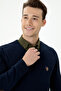 Men's Navy Blue V-Neck Sweater 50269006-Vr033 - 2
