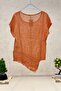 Asymmetrical Short Sleeve Mesh Detail Blouse - 2