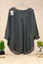 Mercerized Loose Blouse with Open Front Pocket