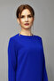 O-Neck Long Sleeve Blouse - Cobalt Blue - 2