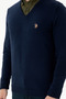 Men's Navy Blue V-Neck Sweater 50269006-Vr033 - 6