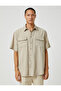 Basic Shirt Classic Cuff Collar Short Sleeve Pocket Detailed - 3