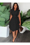 Women's Collared Waist-Seated Front Drawstring Woven Mini Dress - 2