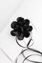 Flower Choker Necklace Satin Black Oval Design (120cm) - 2