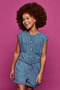 Girl's Denim Shorts Jumpsuit 6858