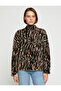 Women's Brown Patterned Sweater 3WAK90279HT - 3