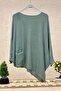 Single Pocket Bat Asymmetrical Mercerized Blouse