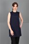 Zero Neck Sleeveless Blouse - Navy Blue - 3001100 - 3