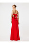 Long Strapless-Neckline Sleeveless Evening Dress with Bow Detail - 6