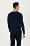 Men's Navy Blue Crew Neck Sweater 50269003-Vr033 - 5