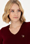 Women's Burgundy V-Neck Basic Sweater 50269014-Vr014 - 2