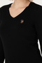 Women's Black V-Neck Basic Sweater 50269018-Vr046 - 7
