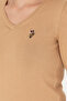 Women's Sand Melange V-Neck Basic Sweater 50269018 -Vr123 - 7