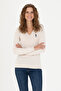 Women's Cream Melange V-Neck Basic Sweater 50269014-Vr159 - 3
