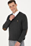 Men's Slim Fit V-Neck Anthracite Sweater 50269006-Vr006 - 4