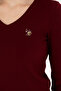 Women's Burgundy V-Neck Basic Sweater 50269014-Vr014 - 7
