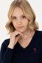 Women's Navy Blue V-Neck Basic Sweater 50269014 -Vr033 - 2