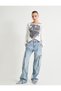 Asymmetric T-Shirt Long Sleeve Printed Round Neck Cotton