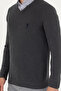 Men's Slim Fit V-Neck Anthracite Melange Sweater 50269004-Vr081 - 6