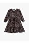 Dress Floral Long Sleeve Round Neck with Elastic Cuffs