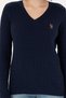 Women's Navy Blue V-Neck Basic Sweater 50269019-Vr033 - 6