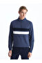 Lcwaikiki Classic Indigo Stand Collar Long Sleeve Color-Blocking Men's Sweatshirt - 2