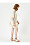 Mini Flounced Dress Balloon Sleeve Tassel Detailed Viscose