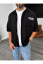 Black Los Santos Printed Gabardine Shirt Df-2039 - 6