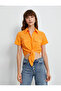 Front Tie Shirt Short Sleeve Pocketed Viscose Blend - 3