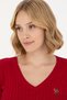 Women's Red V-Neck Basic Sweater 50269019-Vr030 - 2