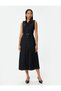 Midi Length Sleeveless Shirt Dress with Belt Detail and Pockets - 3