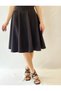 Women's Black Six-Piece Woven Knee-Length Bell Skirt - 4