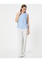 Sleeveless Blouse with Pearl Detail Round Neck Viscose Fabric - 2