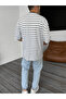 White Text Embroidered Striped T-Shirt Pm-133 - 5