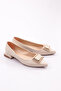2802-23y Women's Pointed Toe Ballet Flats with Metal Square Buckle - 2