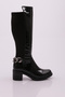 710-22k Women's Ankle-High Boots with Chain Detail on the Back and Stretch Heel