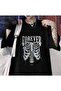 Worm Boutique Y2K Forever Rib Printed Black Unisex Oversize T-Shirt