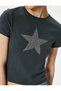 Short Sleeve T-Shirt Crew Neck Stone Detailed Star Printed Slim Fit - 5