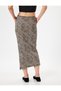 A-Line Bow Detailed Leopard Skirt - Long Slit - 4