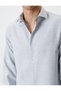 Slim Fit Shirt Half Italian Neckline Button Long Sleeve - 5