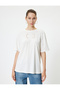 Cotton Oversize T-Shirt - Bow Embroidery, Crew Neck, Short Sleeve - 3
