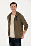 Men's Khaki Knitted Cardigan 50269401-Vr027 - 3