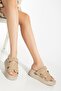 Turega Style 24422-Hermes Beige Wedge Heel Women's Sandals - 2