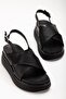 24422-1164 Black Wedge Heel Women's Sandals - 4