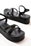 861-1016 Black Wedge Women's Sandals - 4