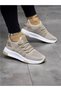 Women's Lace-Up Knitwear Sports Shoes-Beige-Camel