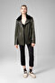 Wm020 Savaki Real Leather Collar Fur Women's Coat Green - 2