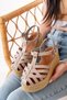 684-02 Beige Orthopedic Genuine Leather Wedge Women's Sandals - 3